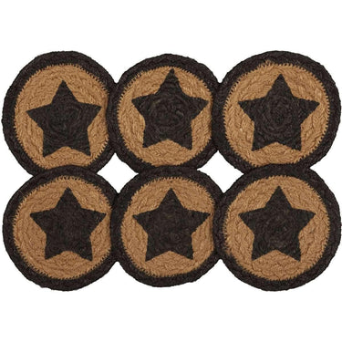 Farmhouse Jute Coaster Stencil Star Set of 6 VHC Brands - The Fox Decor